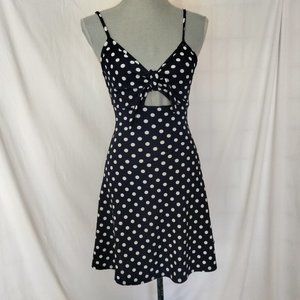 Rebel Sugar women’s Navy Blue & White Polka-dot Cut out Mini Dress Size S